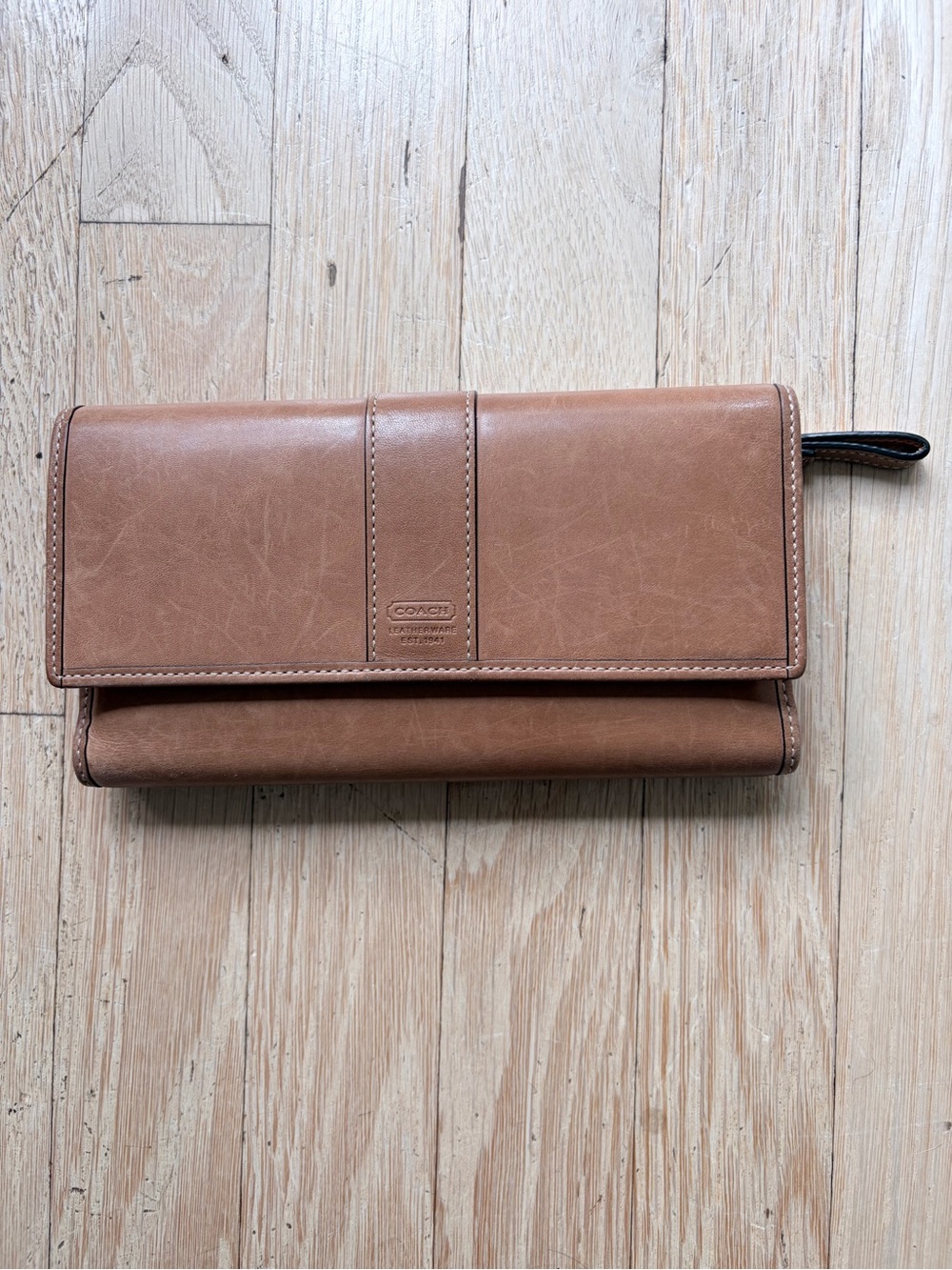 Coach Leather Tri-Fold Wallet with checkbook cover